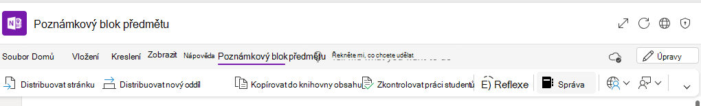 Snímek obrazovky správy poznámkových bloků