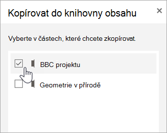 Zvolte oddíly, které chcete zkopírovat.