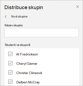 Zaškrtněte políčka vedle jmen studentů.