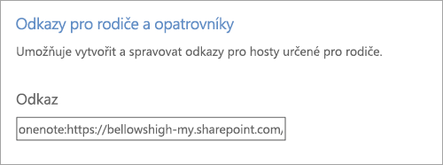 Hypertextový odkaz na odkazy pro rodiče a opatrovníky ve správě poznámkových bloků