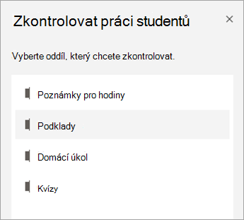 Vyberte oddíl, který chcete zkontrolovat.