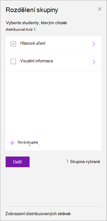 Zaškrtněte políčko vedle skupiny