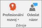 Skupina Zdroje na kartě Poznámkový blok předmětu