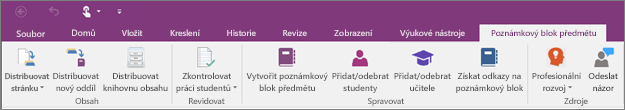 Karta Poznámkový blok předmětu