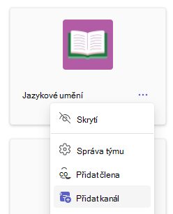 Snímek obrazovky znázorňující přidání kanálu.