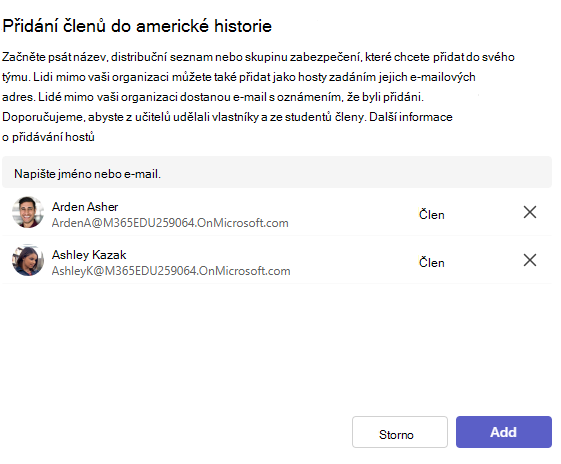 Snímek obrazovky s přidáním.
