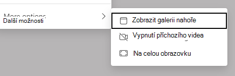 Snímek obrazovky s možnostmi zobrazení.