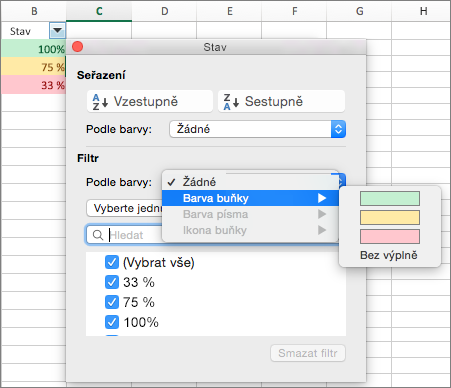 Example of filtering by cell color