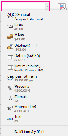 Number Formats box on the Home tab