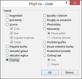 Dialog Přejít na > – jinak