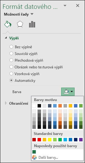 Možnosti barev grafů kategorií u mapového grafu v Excelu