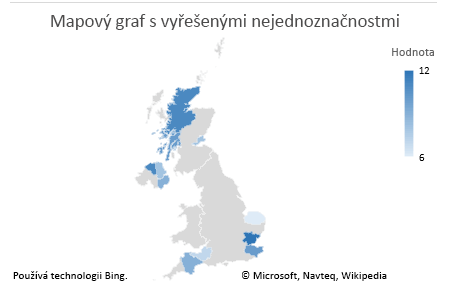 mapovém grafu v Excelu Mapový graf Excelu