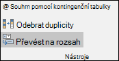 Převeďte excelovou tabulku zpátky na oblast.