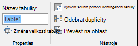 Obrázek pole Název v řádku vzorců Excelu pro přejmenování tabulky