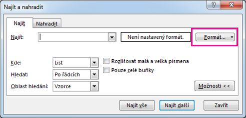 Dialogové okno Najít
