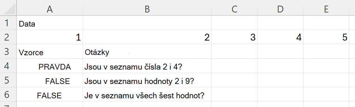 Použití funkce HASALL ke kontrole, jestli oblast obsahuje všechny hodnoty v sadě