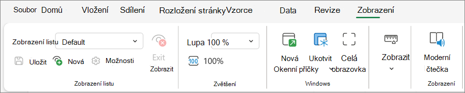 Snímek obrazovky, který ukazuje spuštění v Asistivní čtečce v aplikaci Excel pro web.