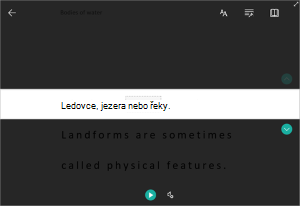 Snímek obrazovky s řádkovým fokusem Asistivní čtečka
