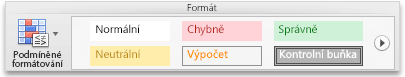 Karta Home (Domů), skupina Format (Formát)