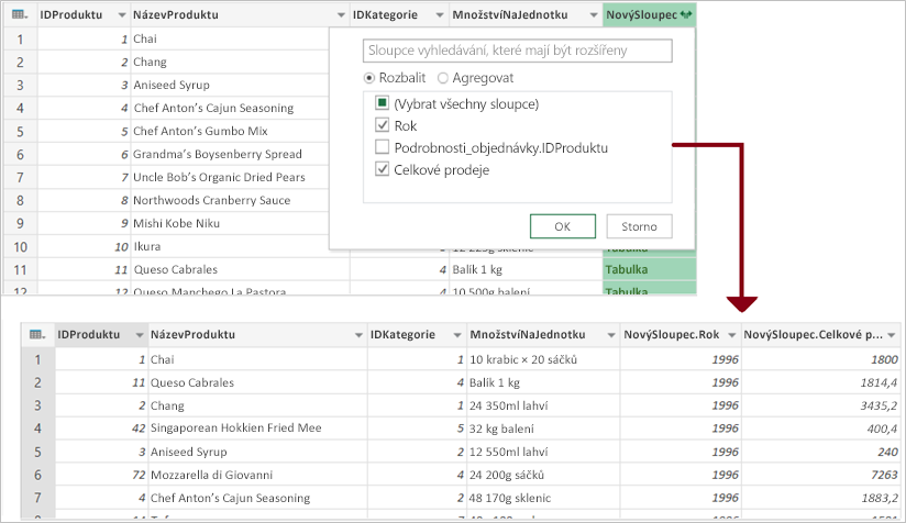 Sloučení v Power Query