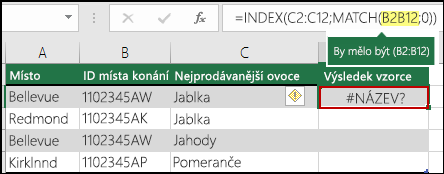 #NAME? způsobená vynecháním dvojtečky v odkazu na oblast