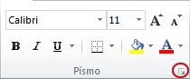 Ikona pro otevření dialogového okna ve skupině Písmo