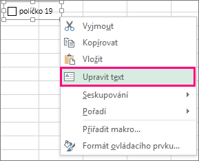 Úprava textu ovládacího prvku formuláře