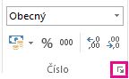 Tlačítko dialogového okna ve skupině Číslo na kartě Domů