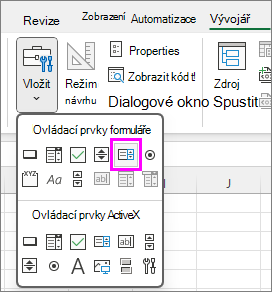 the list box form control button