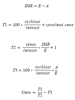 Vzorec pro výpočet CENY, kde N <= 1