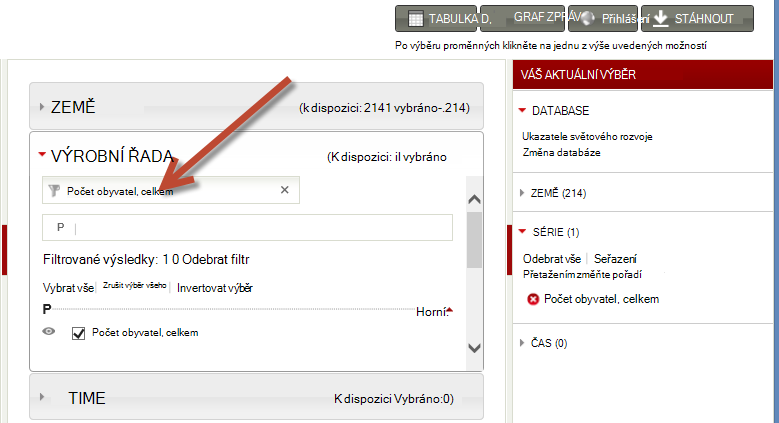 Vybírání datových sad z webu worldbank.org