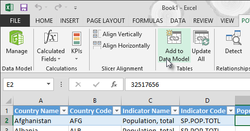 Přidání nových dat do datového modelu