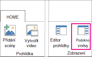 Tlačítko Podokno vrstvy na kartě Domů v Power Mapu