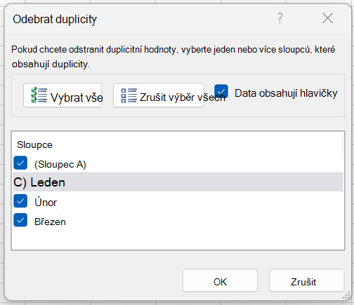 Odebrání duplicit 5