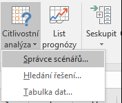 Jak se dostat do Správce scénářů z prognózy dat > ? What-If analýza