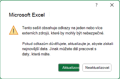 Dialogové okno Odkaz nebezpečný