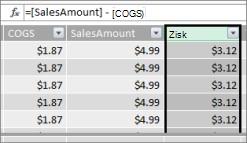 Profit Column in Power Pivot table
