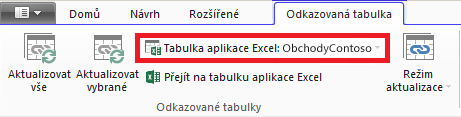 Karta Odkazovaná tabulka s označením excelové tabulky