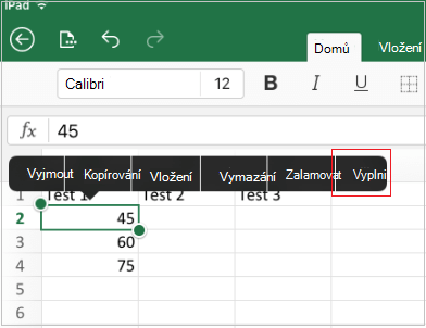Fill menu
