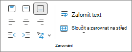 Snímek obrazovky, který ukazuje zarovnání textu.