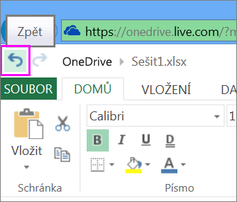 Tlačítko pro vrácení akce zpět