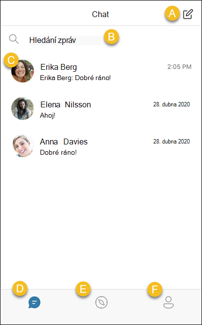 Přehled možností GroupMe v iOSu