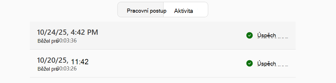 Snímek obrazovky s aktivitou.