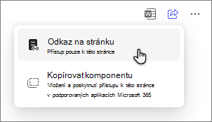 Možnost Stránky Copilota umožňuje sdílet stránku prostřednictvím odkazu na stránku.