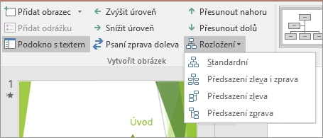 Zobrazí možnost Rozložení v nástrojích SmartArt.