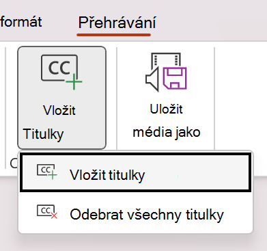 Vložení titulků pro video v PowerPointu.