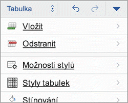iPhone Table tab