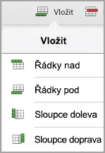 iPad table insert menu