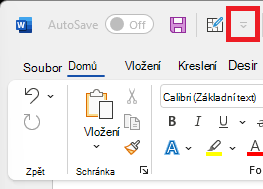 Obrázek ikony panelu nástrojů Rychlý přístup nad pásem karet