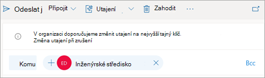Snímek obrazovky s tipem k doporučenému popisku citlivosti